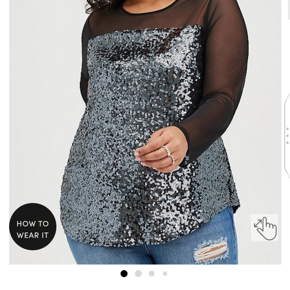 🆕✨ 3X DARK GREY MESH BLOUSE - GEORGETTE✨